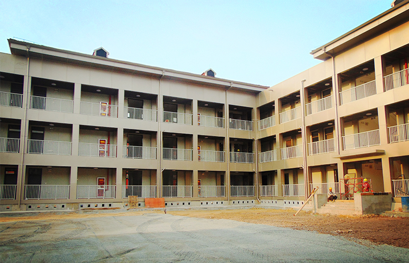 Multi-story modular project during construction